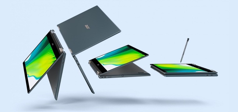 Acer представляет новый ноутбук-трансформер Spin 7, построенный на базе процессора Qualcomm Snapdragon 8cx второго поколения и поддерживающий 5G