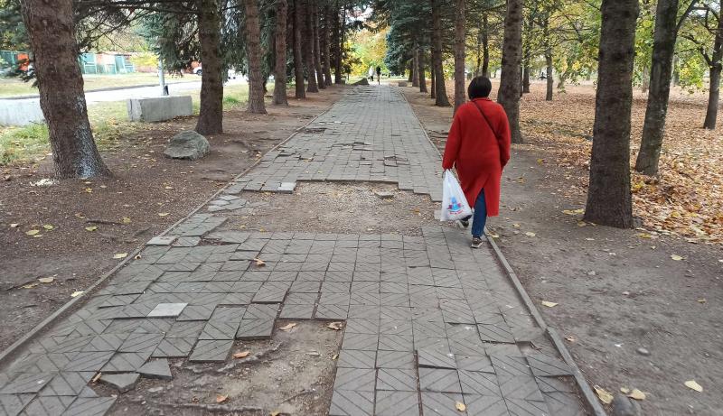 ОНФ в Кабардино-Балкарии обратил внимание мэрии Нальчика на разрушенные пешеходные дорожки в сквере «Ореховая роща»
