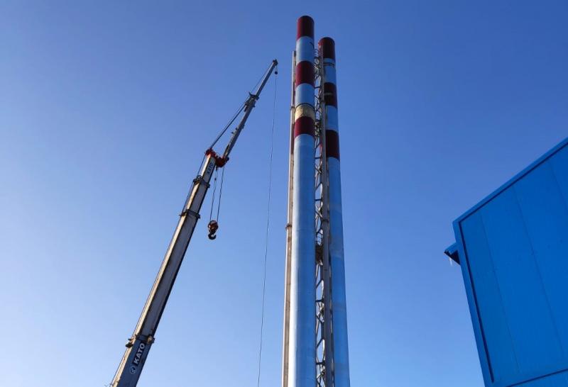 УГМК-Телеком смонтировала 45-метровую дымовую трубу для автоматизированной котельной на Алтае