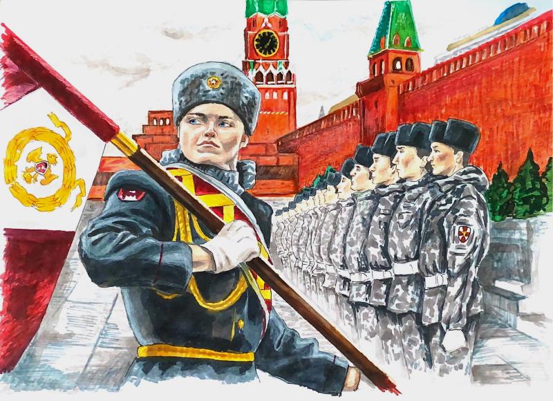 В Мордовии кадеты нарисовали рисунки ко Дню Приволжского округа Росгвардии