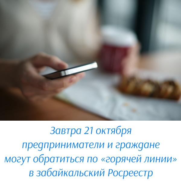 Завтра 21 октября предприниматели и граждане могут обратиться по «горячей линии» в забайкальский Росреестр