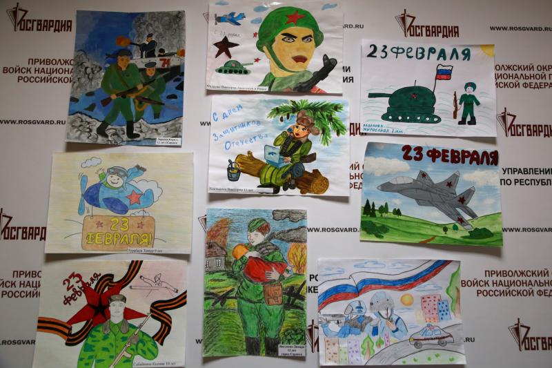 В преддверии Дня защитника Отечества в Управлении Росгвардии по Республике Мордовия открылась выставка детских рисунков