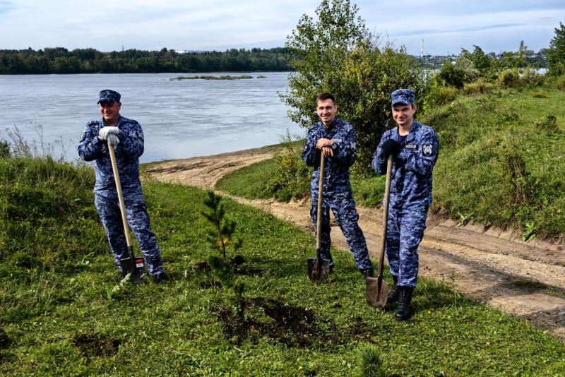 Сотрудники Росгвардии помогли озеленить берега реки Томи в рамках акции «Зеленая Россия»