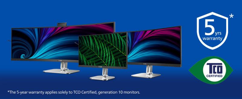 Philips Monitors предлагает сертифицированные по стандарту TCO 10-го поколения мониторы с гарантией 5 лет