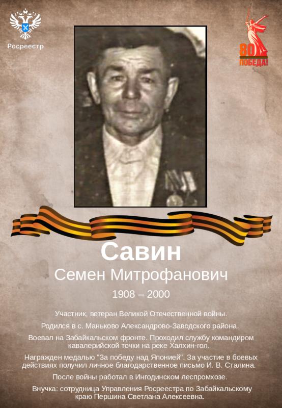 80 лет Великой Победе! Помним! Гордимся! Савин Семен Митрофанович. 