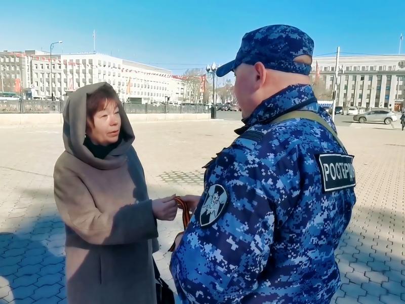 Росгвардейцы Приангарья присоединились к акции «Георгиевская ленточка»
