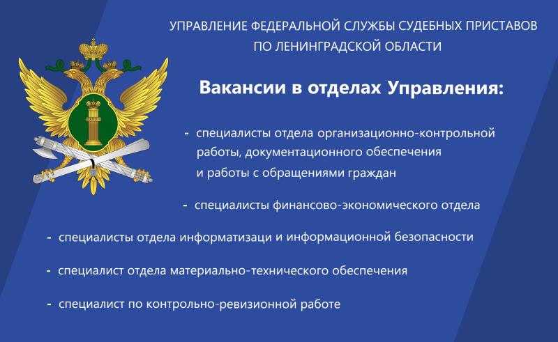 Судебные приставы Ленинградской области приглашают на государственную гражданскую службу