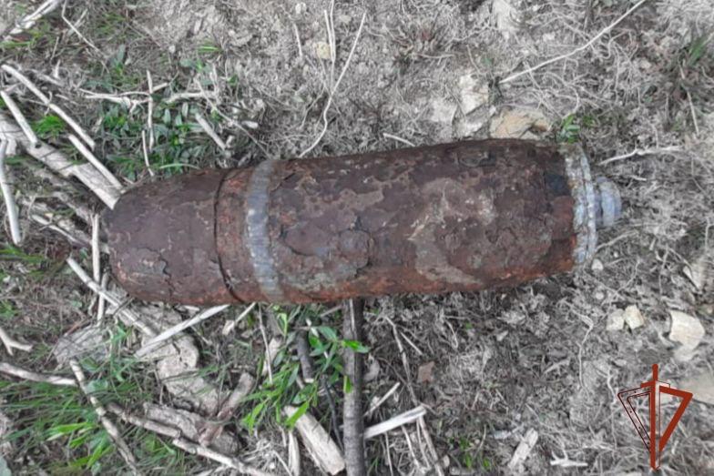 Взрывотехники ОМОН Росгвардии обезвредили артиллерийский снаряд, обнаруженный на берегу реки в Иркутской области