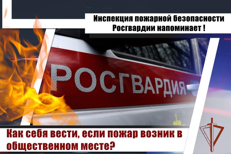 Инспекция пожарной безопасности Росгвардии напоминает правила при возникновении пожара общественном месте